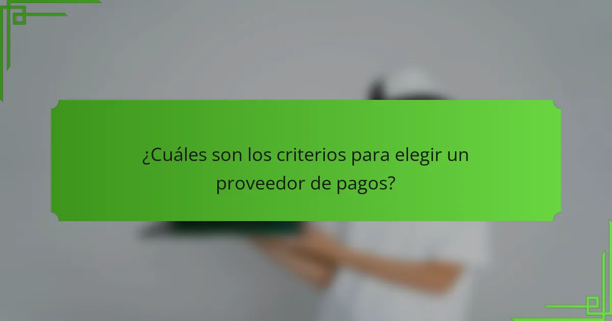 ¿Cuáles son los criterios para elegir un proveedor de pagos?